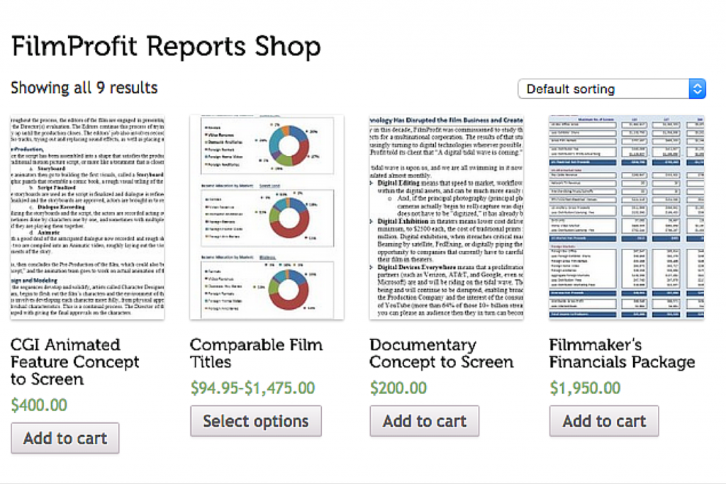FilmProfit: screenshot of store