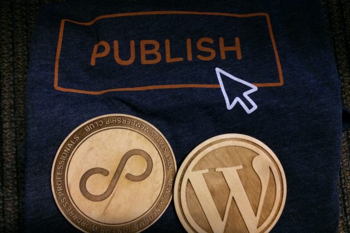 Post Status Publish swag - tshirt and coasters