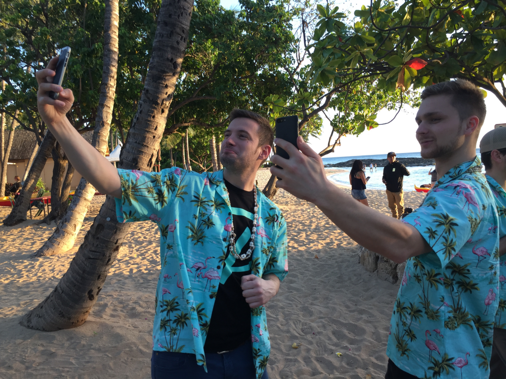 Taking selfies on the beach